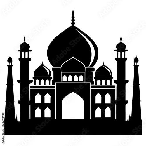 Taj Mahal a simple vector clean black silhouette design white background