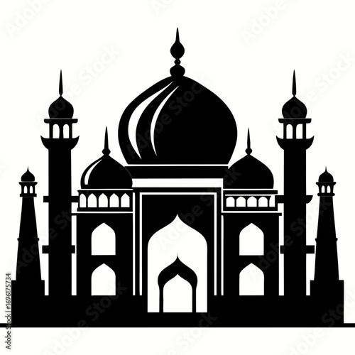 Taj Mahal a simple vector clean black silhouette design white background
