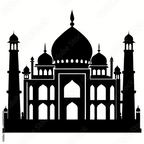 Taj Mahal a simple vector clean black silhouette design white background