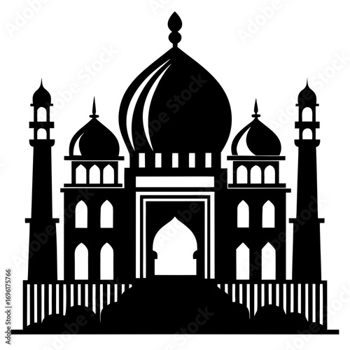 Taj Mahal a simple vector clean black silhouette design white background