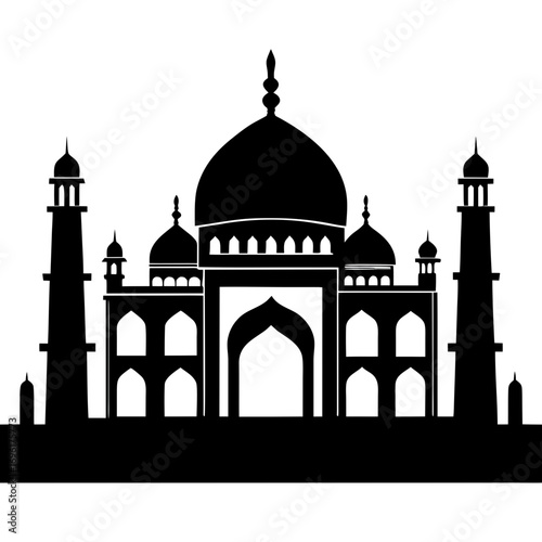 Taj Mahal a simple vector clean black silhouette design white background