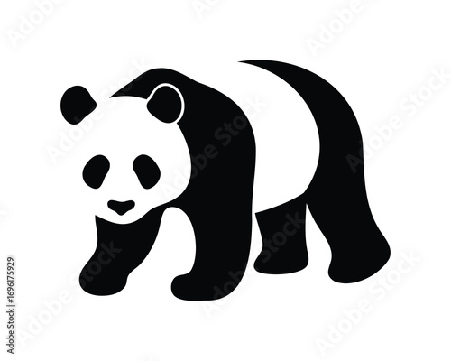 Stylized Black and White Panda Bear Illustration Walking Forward Calmly