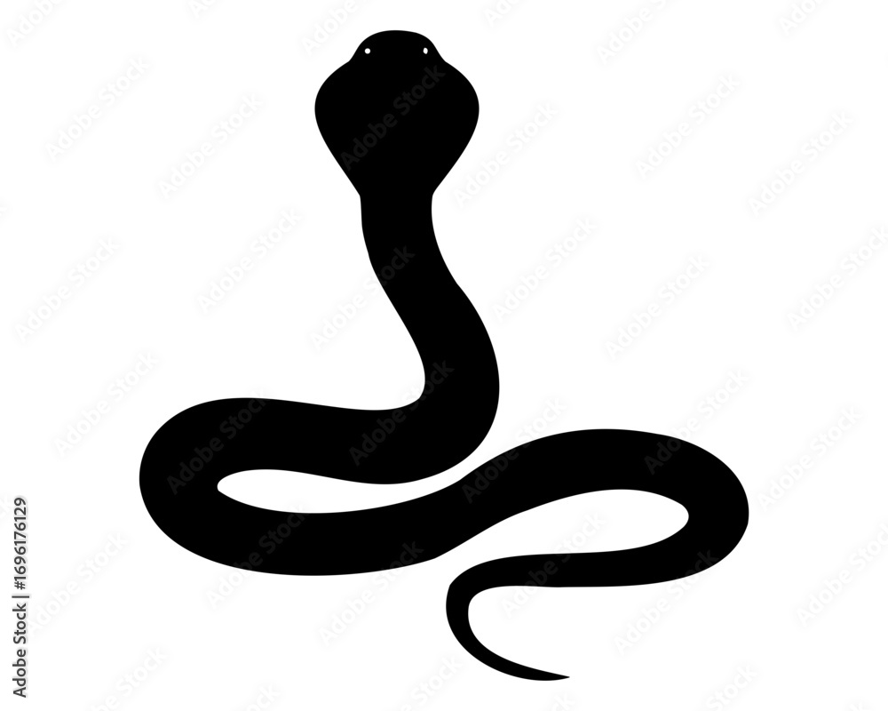 Fototapeta premium Black silhouette illustration of a snake, isolated on a white background