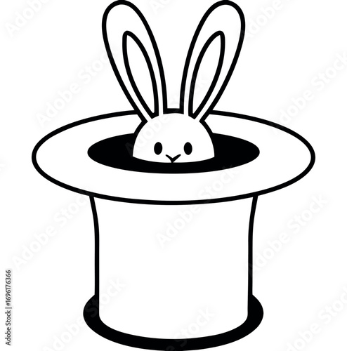 Magician s hat with a rabbit popping out