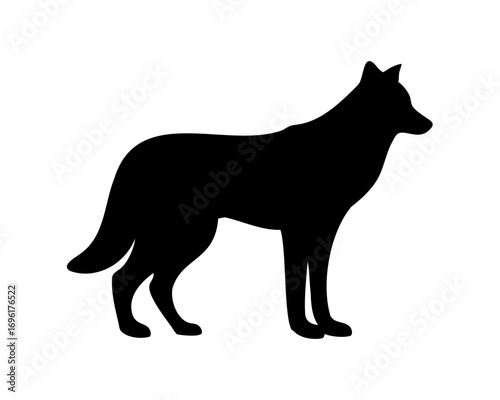 Silhouette of a Standing Wolf An Illustration of Wildlife and Nature