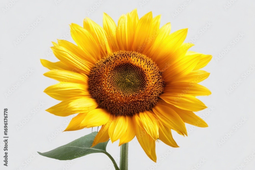 Fototapeta premium Close-up of a vibrant sunflower against a plain background