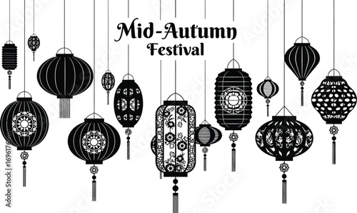 Elegant Mid-Autumn Festival lanterns, a captivating display of traditional chinese culture and celebration