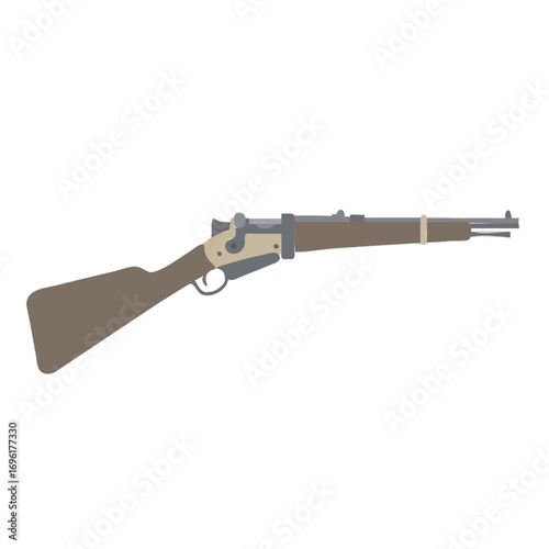 Vintage Rifle Illustration Isolated on White Background Antique Firearm Weapon