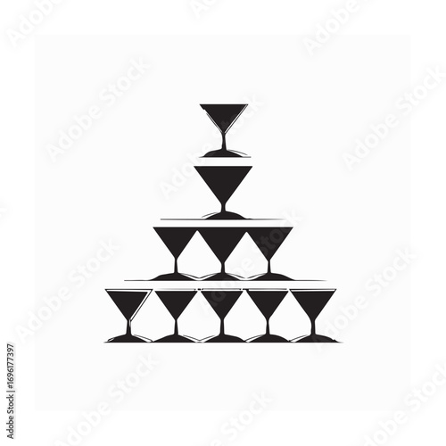 Champagne Tower Design Logo Vector Isolated on white background