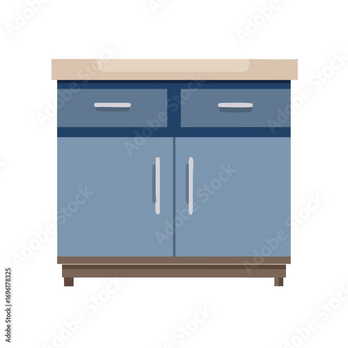 Modern Kitchen Base Cabinet Vector with Drawers and Doors for Home Interior