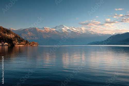 Wallpaper Mural tranquil summer landscape featuring reflection of majestic mountains in calm lake at dawn Torontodigital.ca