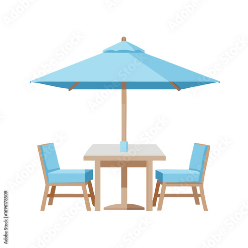 beach chair and umbrella