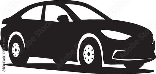 Simple Silhouette of a Modern Sedan