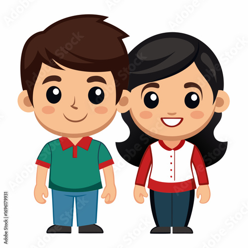 Adorable Cartoon Boy and Girl Illustration