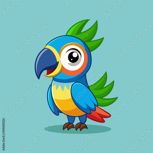 Adorable Cartoon Blue Parrot Illustration