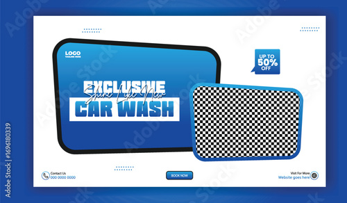 Exclusive car wash service with special offer and promotional discount card