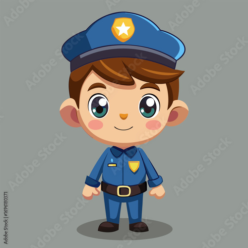 Adorable Cartoon Police Boy. A Charming Vector Illustration