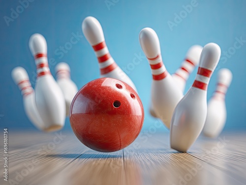 Bowling pins knocked down by a ball