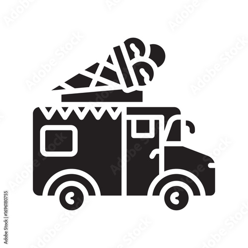 ice cream truck color flat icon for digital and print projects.