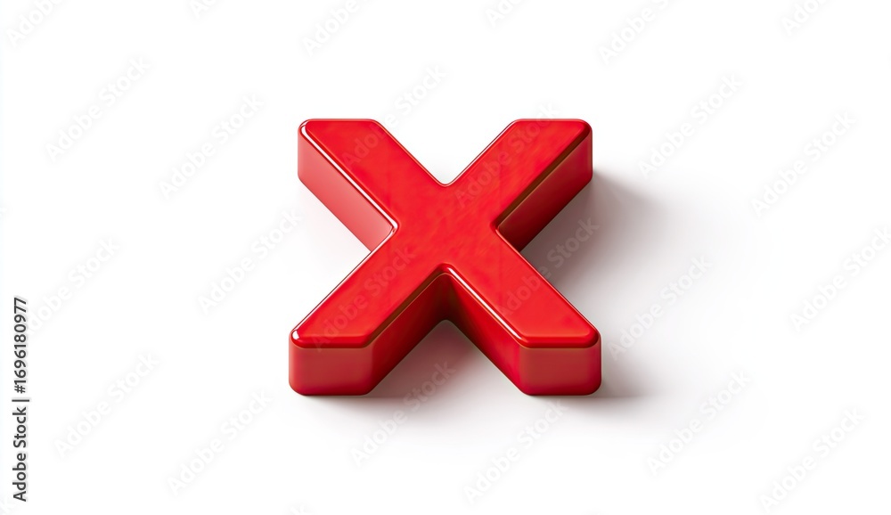 Obraz premium Red 3D letter X on white background