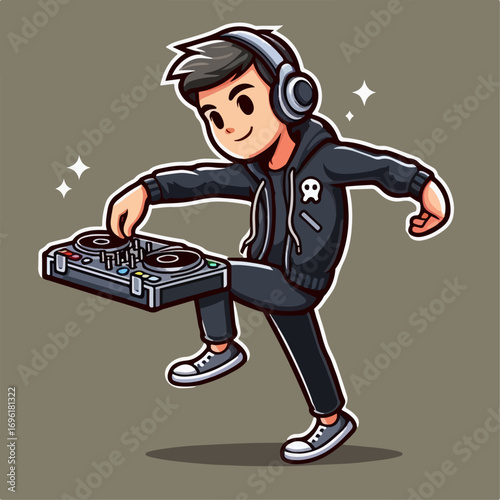Quadro su tela Illustration of someone playing DJ