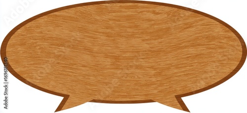 Oval, light brown, speech bubble with wood grain texture