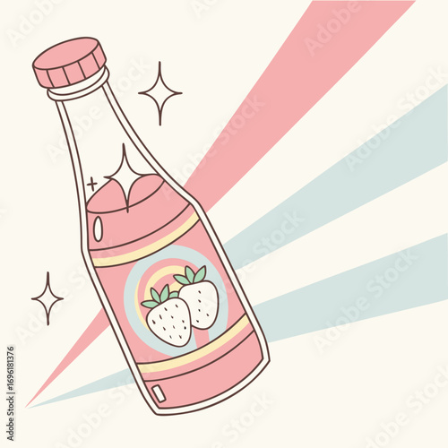 Vibrant glowing juice bottle with a refreshing pastel gradient background perfect for beverage advertising and branding