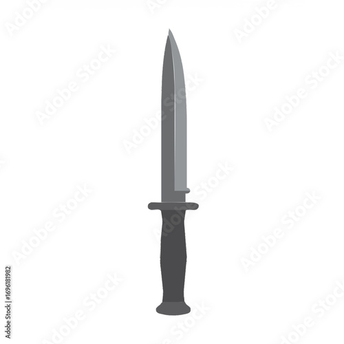 Sharp combat knife illustration on white background, deadly weapon concept