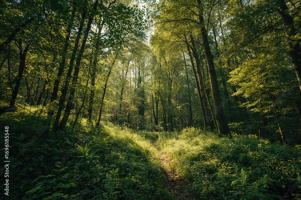 Obraz premium A view deep inside a thick forest