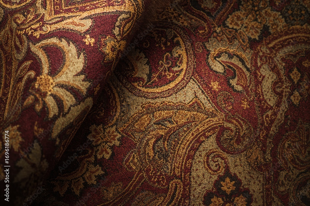 Detailed texture of medieval fabric up close