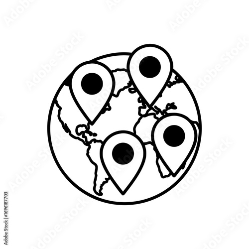 Worldwide Location Pinpoints A Graphic Illustration of Global Connectivity and Mapping