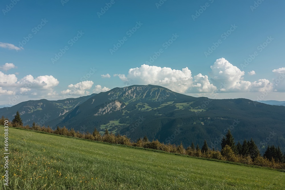 Obraz premium Aerial view of a mountain range featuring the highest peak in the area