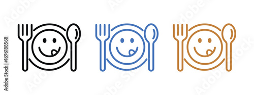 Dish with spoon, knife icon set vector. happy and tasty dish symbol. vector illustration.