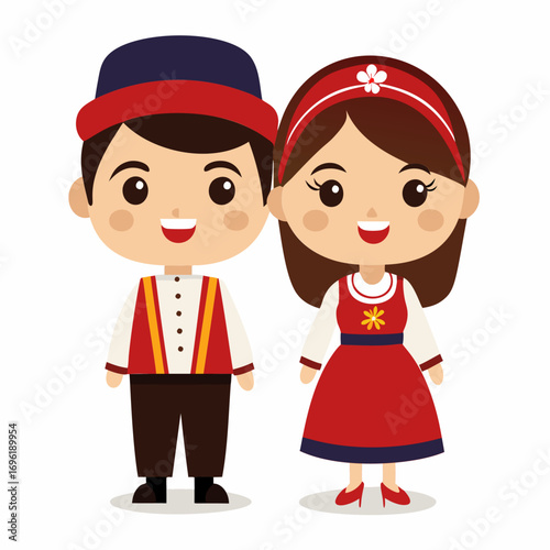 Adorable Romanian Children in Traditional Folk Costumes