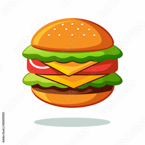 Mouthwatering Double Decker Cheese Burger.  A Fast Food Delight