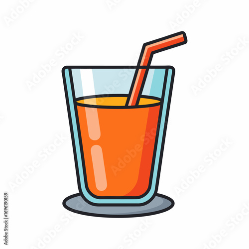 Refreshing Orange Juice in a Glass with Straw