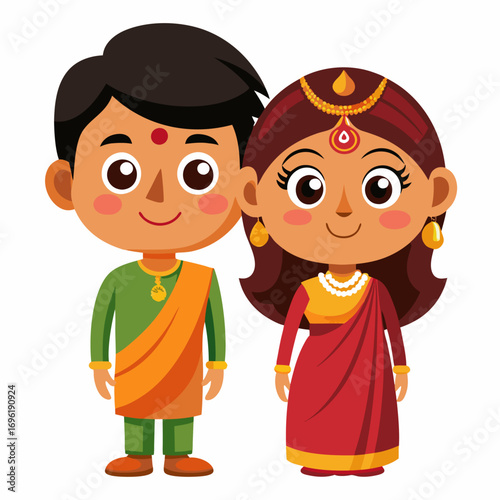 Adorable Indian Couple in Traditional Attire