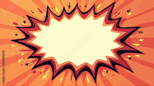 Comic Style Explosive Burst with Orange Background for Advertising