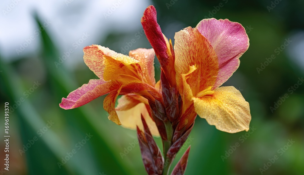 Fototapeta premium Close-up of vibrant orange-pink flower