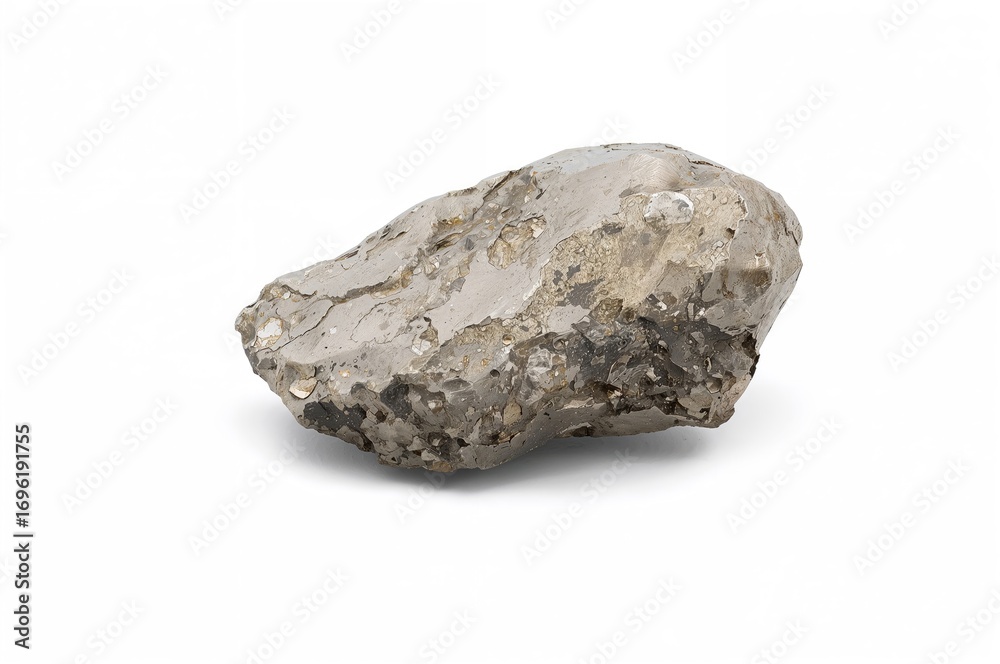 Fototapeta premium A 5 cm long metallic iron meteorite on a white background.