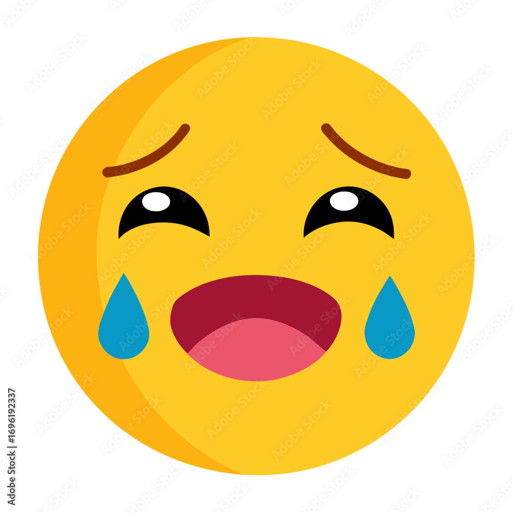 Fototapeta premium crying face emoji vector art on white background