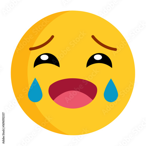 crying face emoji vector art on white background
