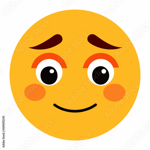 pensive face emoji vector art on white background