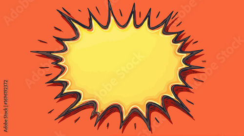 Bright Comic Style Speech Bubble on Vibrant Orange Background