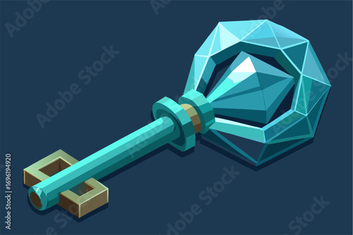 diamond key on gray background