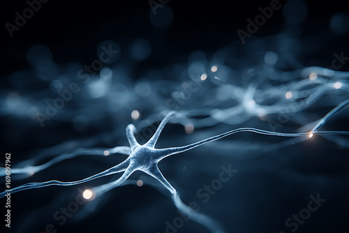 Neurons firing and transmitting signals in the brain