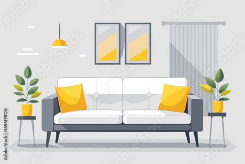 modern living room interior with sofa