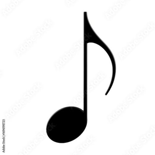 Single musical eighth note isolated on transparent background