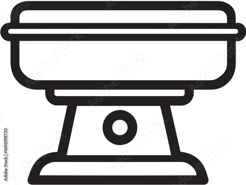 Minimalist agricultural trough feeder drawn in elegant outline