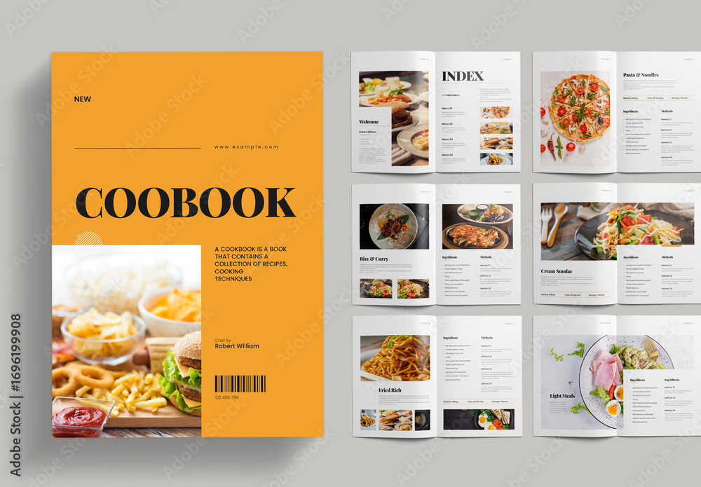 Cookbook Recipe Book Layout Stock Template | Adobe Stock